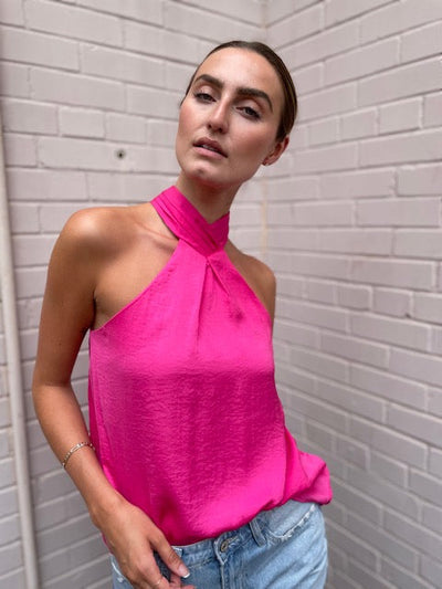 The Pink Door High Neck Top -Pink