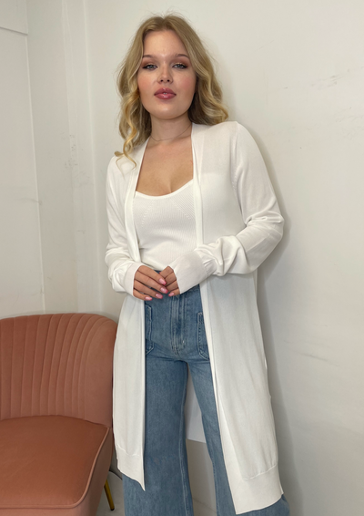 The Pink Door Fine Knit Cardi - White