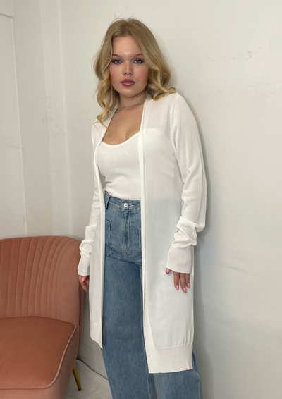 The Pink Door Fine Knit Cardi - White