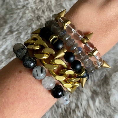 Rachel Nathan On Point Matte Black Agate Bracelet