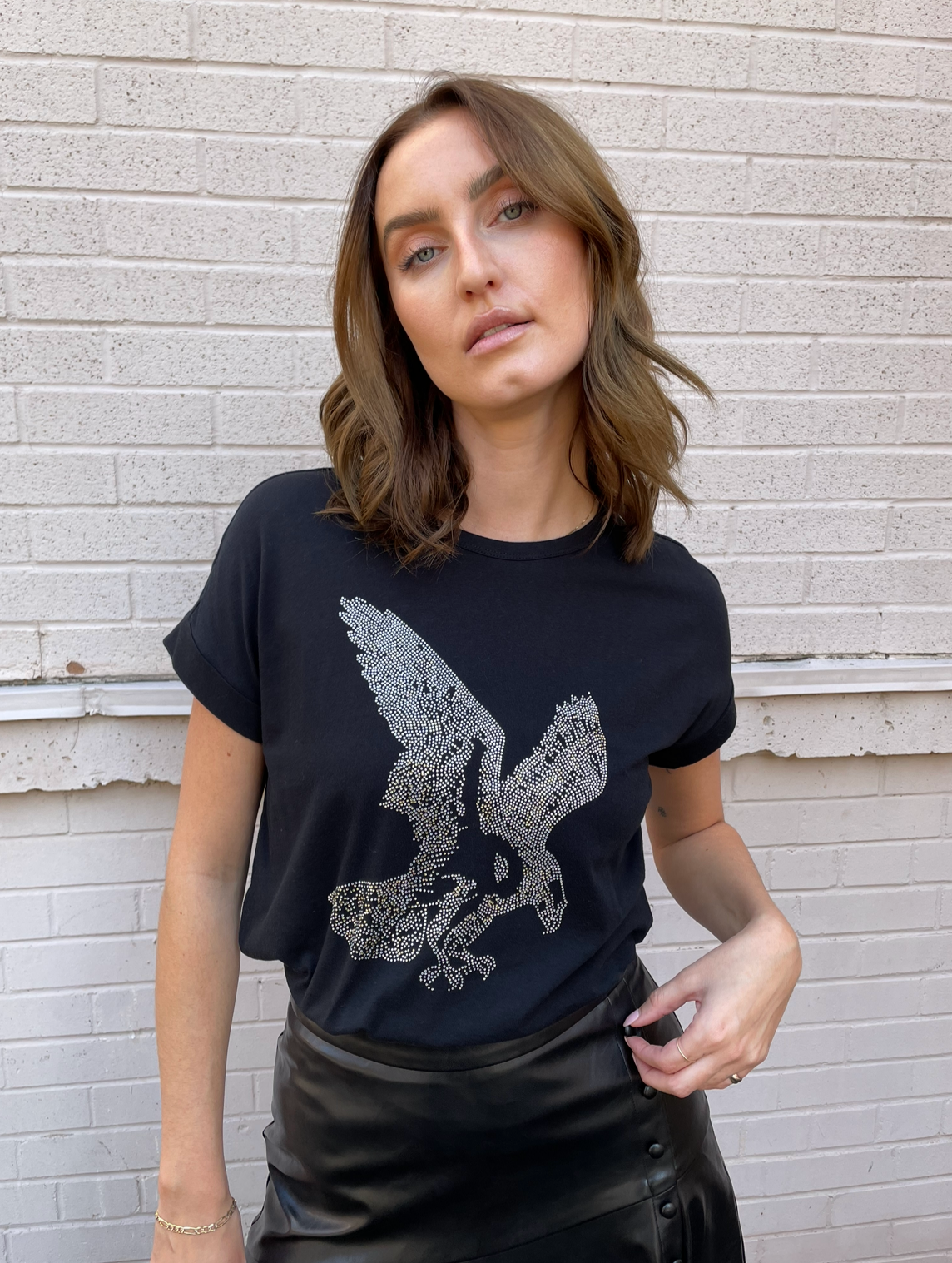 WATO “Eagle” Rhinestone Relaxed Tee - Black