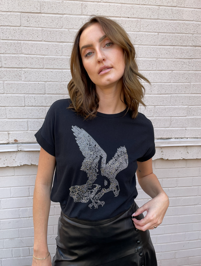 WATO “Eagle” Rhinestone Relaxed Tee - Black