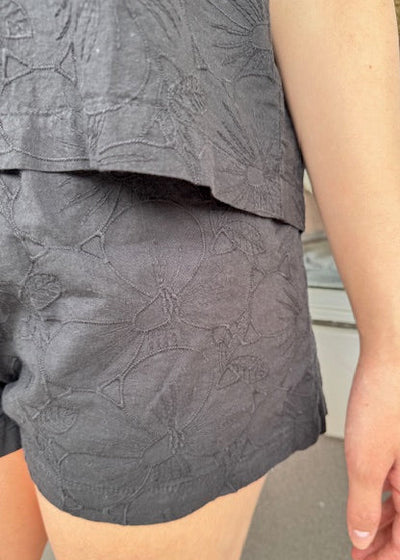 Stark Poplin Embroidery Short Black