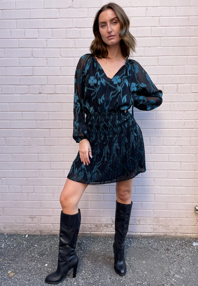 The Pink Door Teal Velvet Burn Out Dress