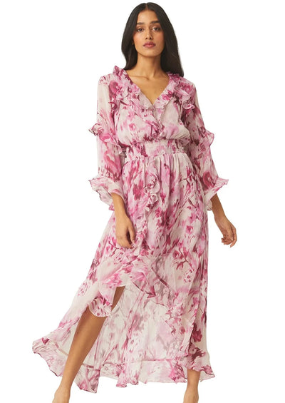 MISA Imaan L/S Ruffle Midi Dress - La Vie En Rose