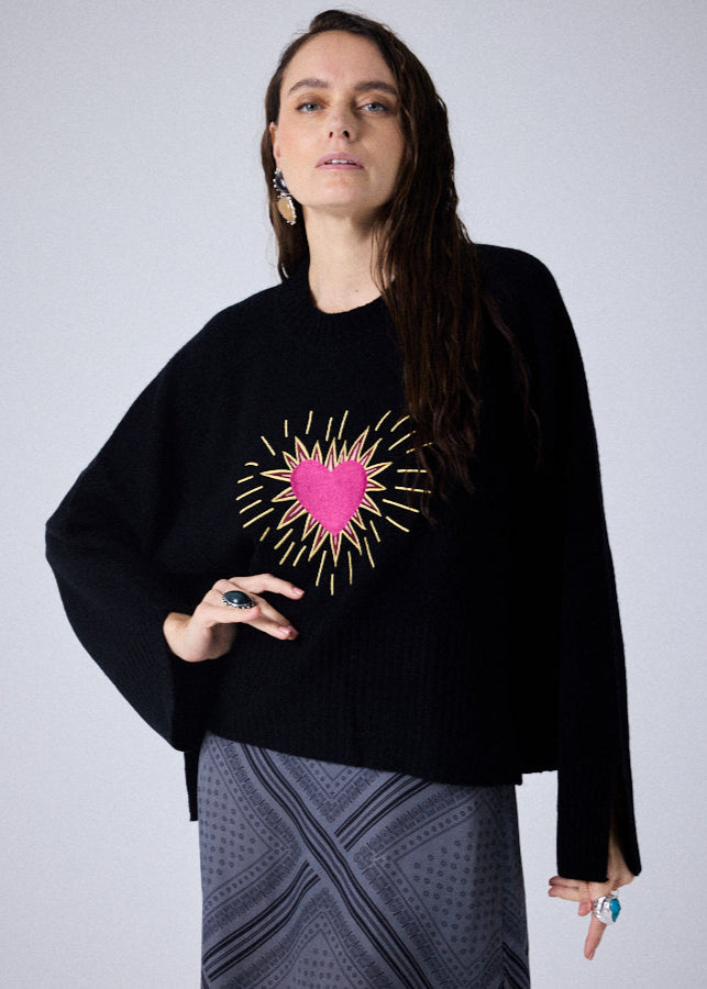 Notshy Thea Spike Heart Sweater Black