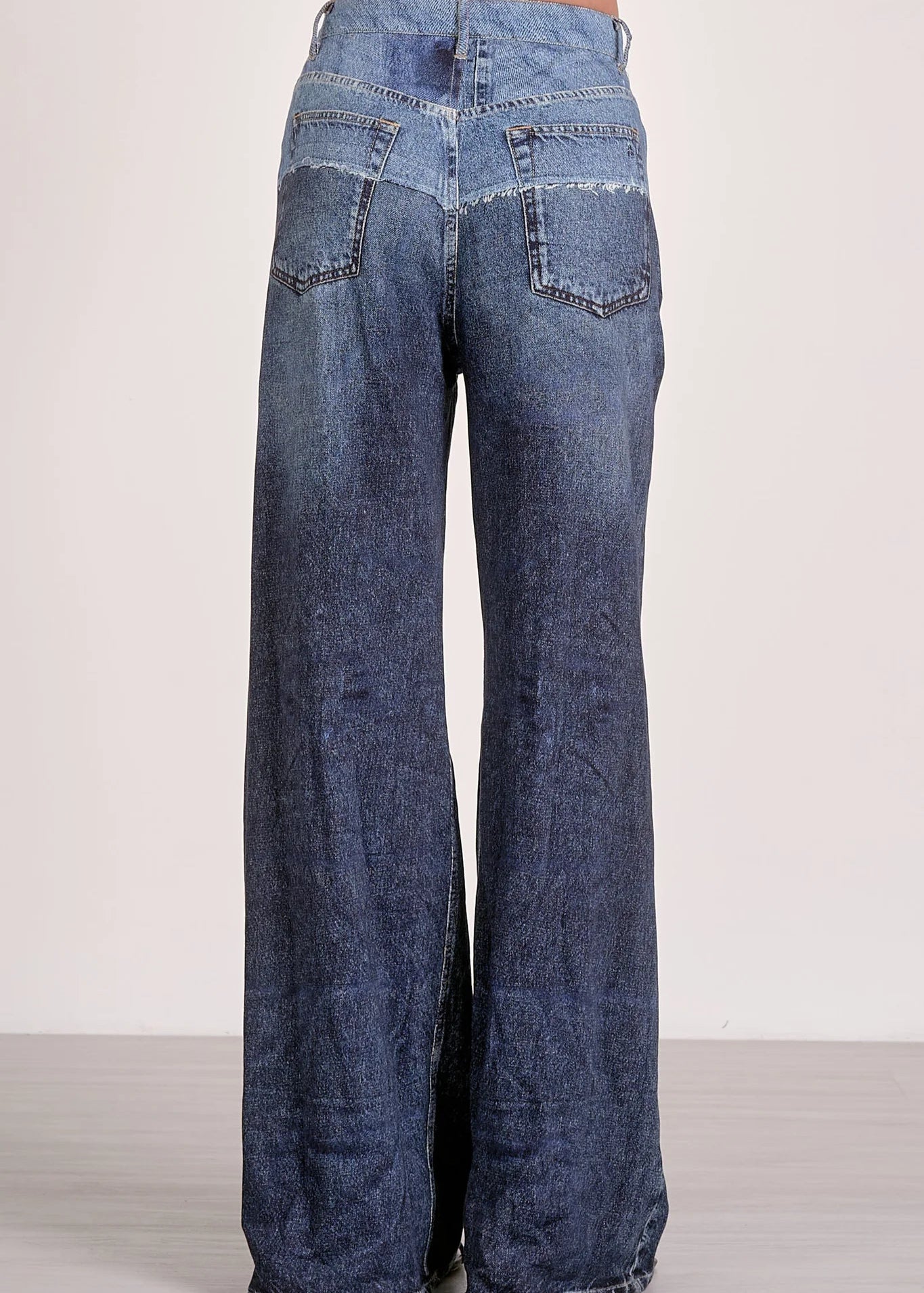The Pink Door 2 Tone Knit Denim Wide Leg Pants