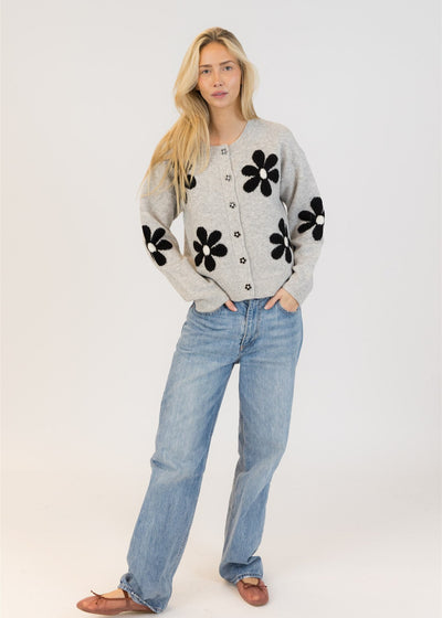 Lyla & Luxe Jorgie Daisy Cardi Light Grey