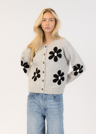 Lyla & Luxe Jorgie Daisy Cardi Light Grey
