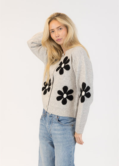 Lyla & Luxe Jorgie Daisy Cardi Light Grey