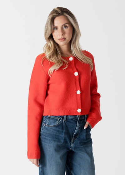 Lyla & Luxe Short Cardi W/ Rose Buttons
