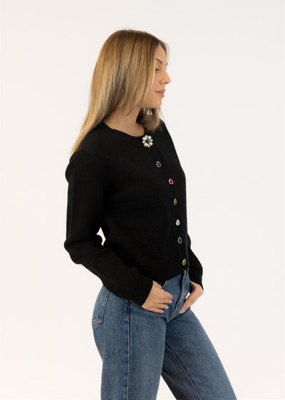 Lyla & Luxe Judy Crystal Cardigan Black