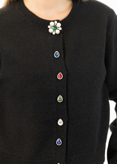 Lyla & Luxe Judy Crystal Cardigan Black