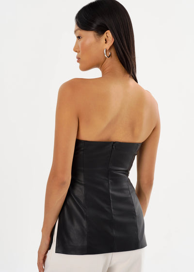 Lamarque Juni Faux Leather Strapless Top Black
