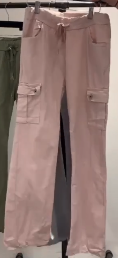 The Pink Door Straight Leg Cargo Joggers - Pink