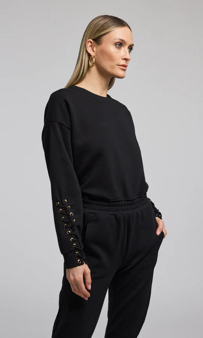 Generation Love Marley Lace-up Sweatshirt Black
