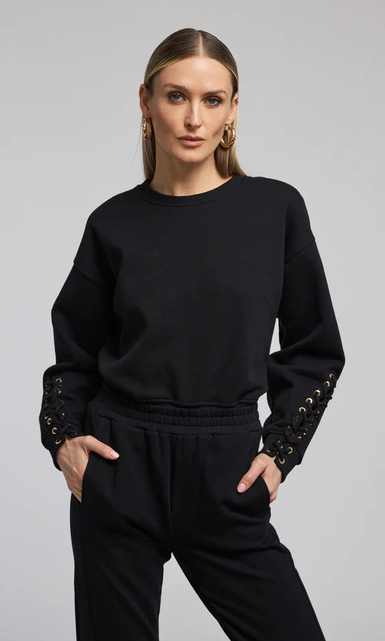 Generation Love Marley Lace-up Sweatshirt Black