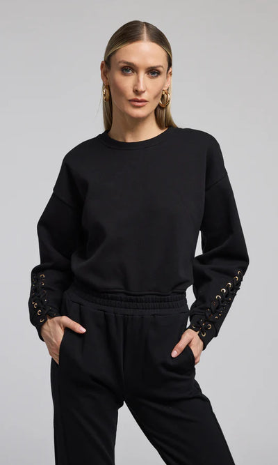 Generation Love Marley Lace-up Sweatshirt Black