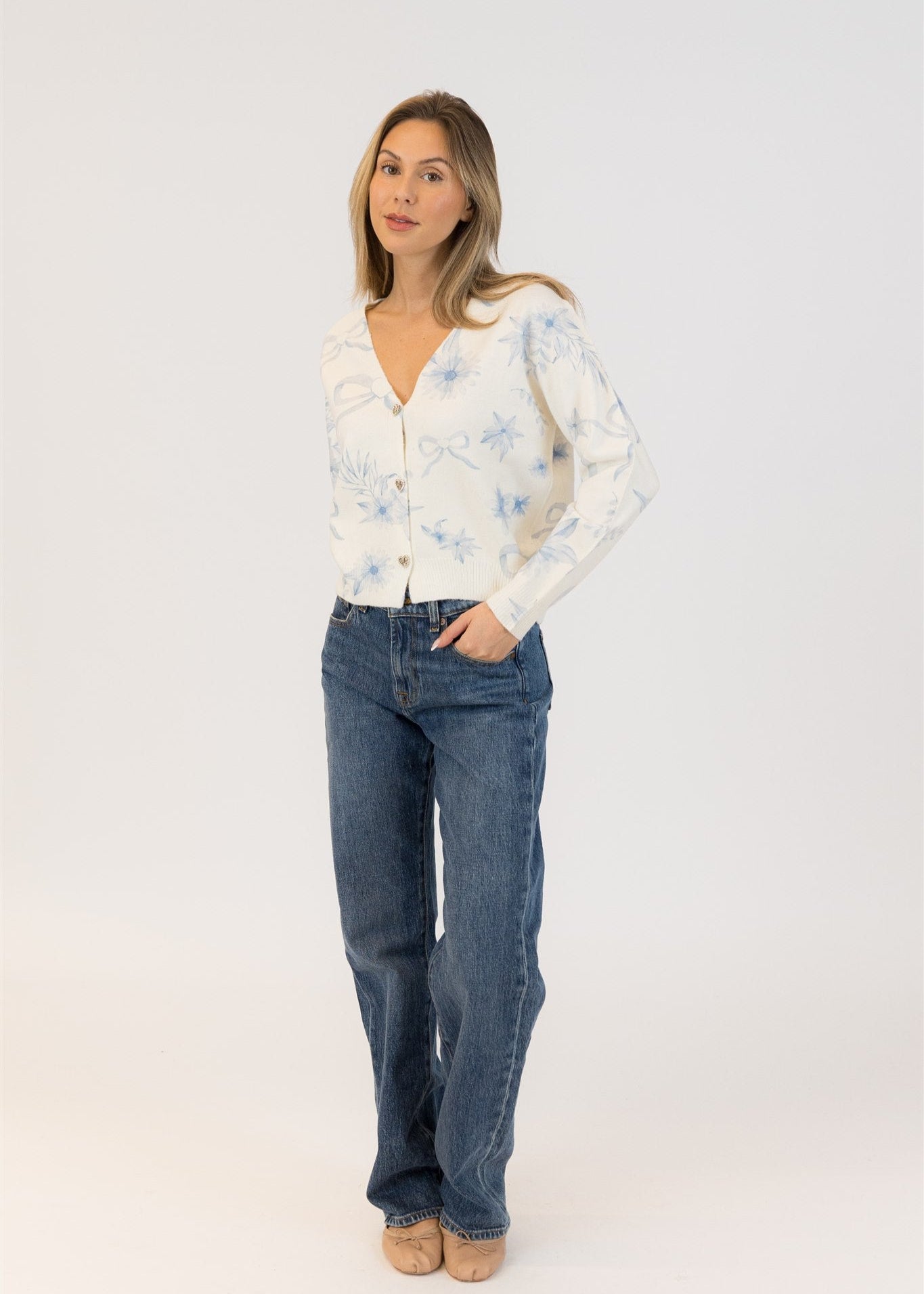 Lyla & Luxe Kailie Bow Cardi White