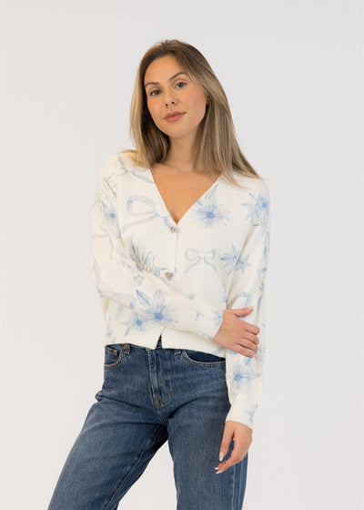 Lyla & Luxe Kailie Bow Cardi White