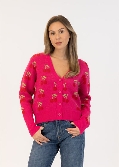 Lyla & Luxe Pink/Red Cherrie Cardigan