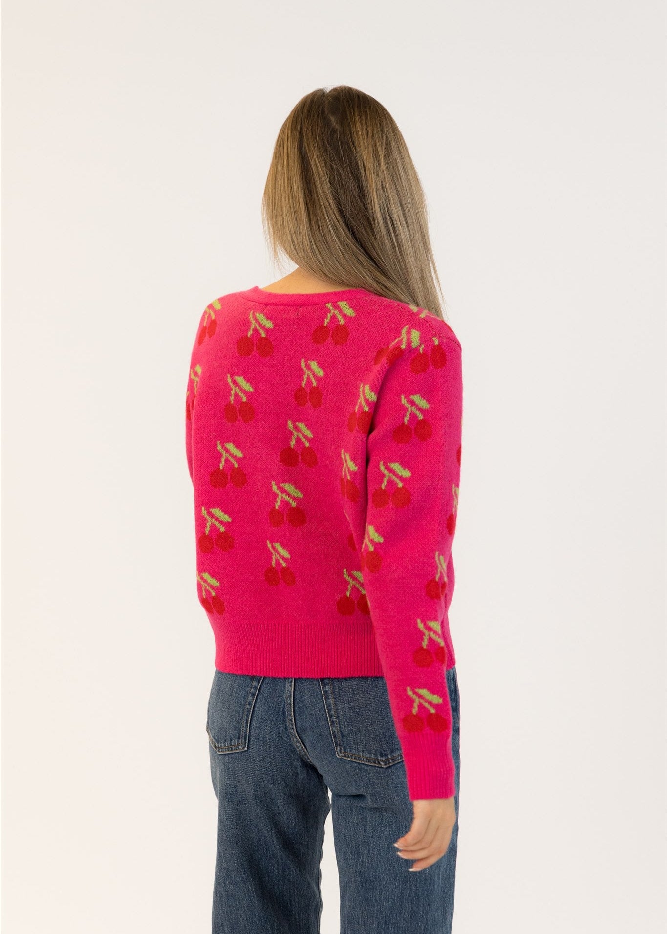 Lyla & Luxe Pink/Red Cherrie Cardigan