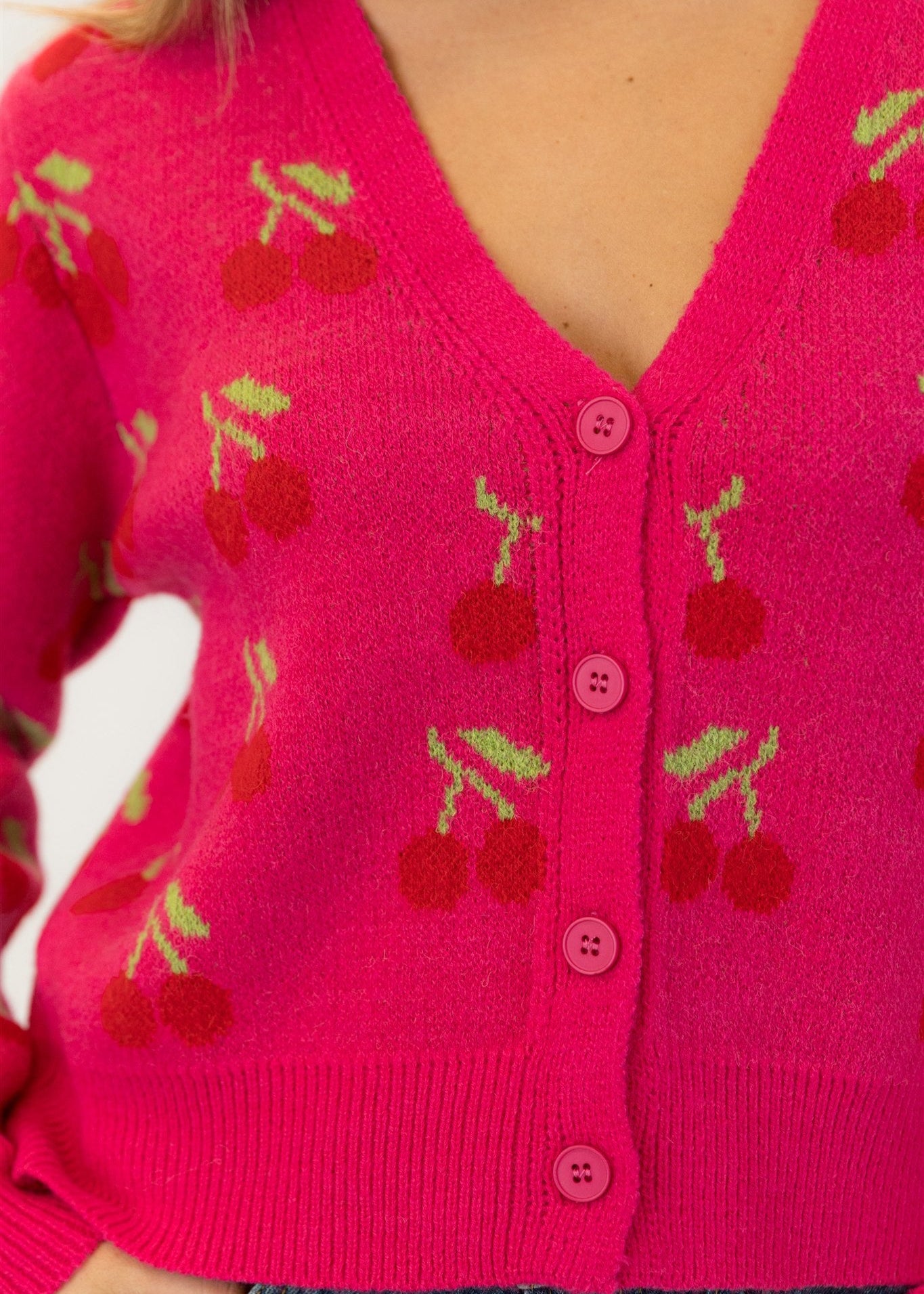 Lyla & Luxe Pink/Red Cherrie Cardigan