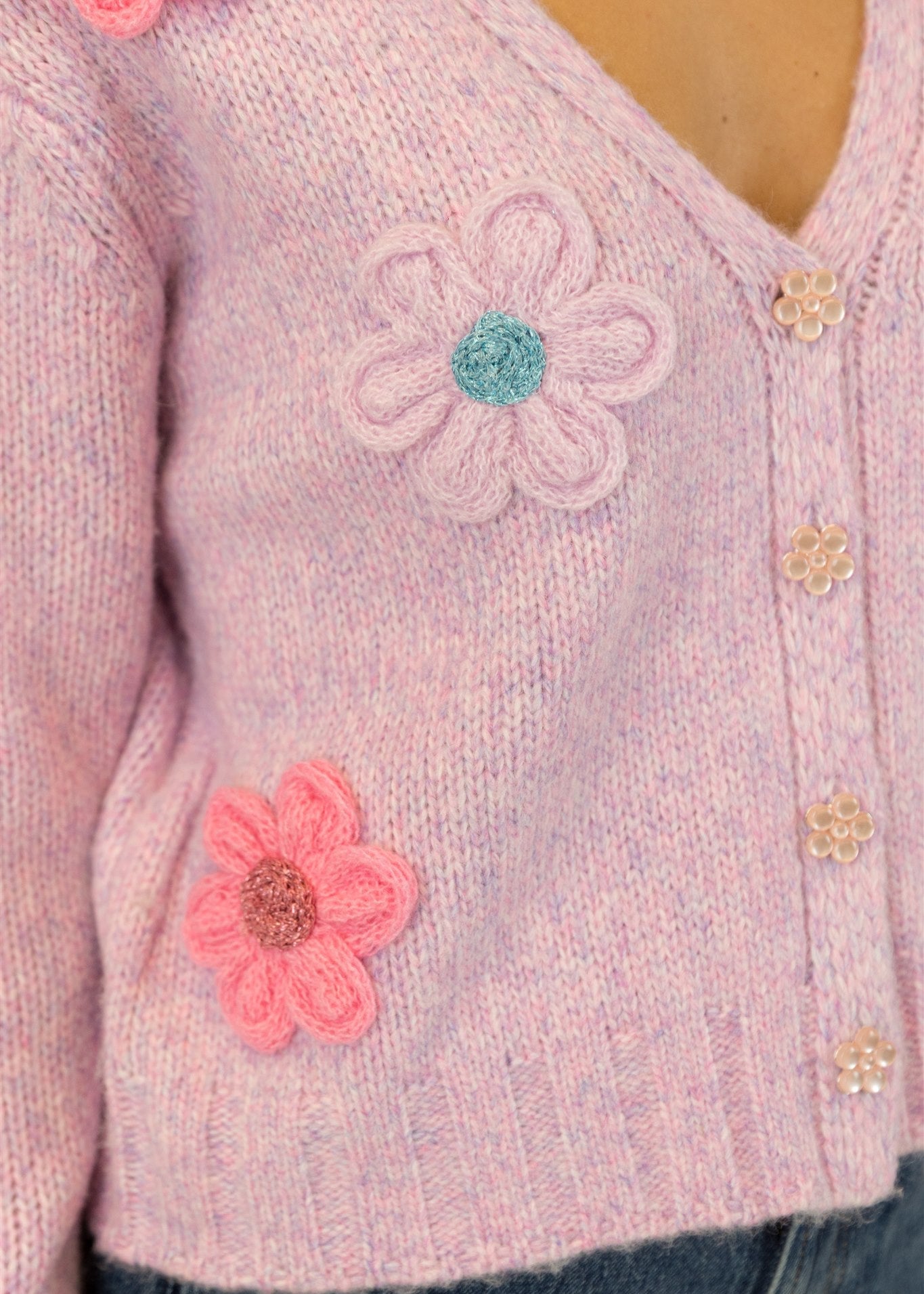 Lyla & Luxe Kailie Flower Cardi Purple