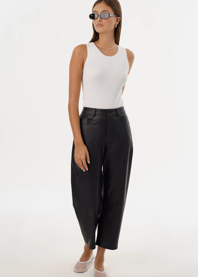 Lamarque Keeghan Faux Leather Cropped Pant Black