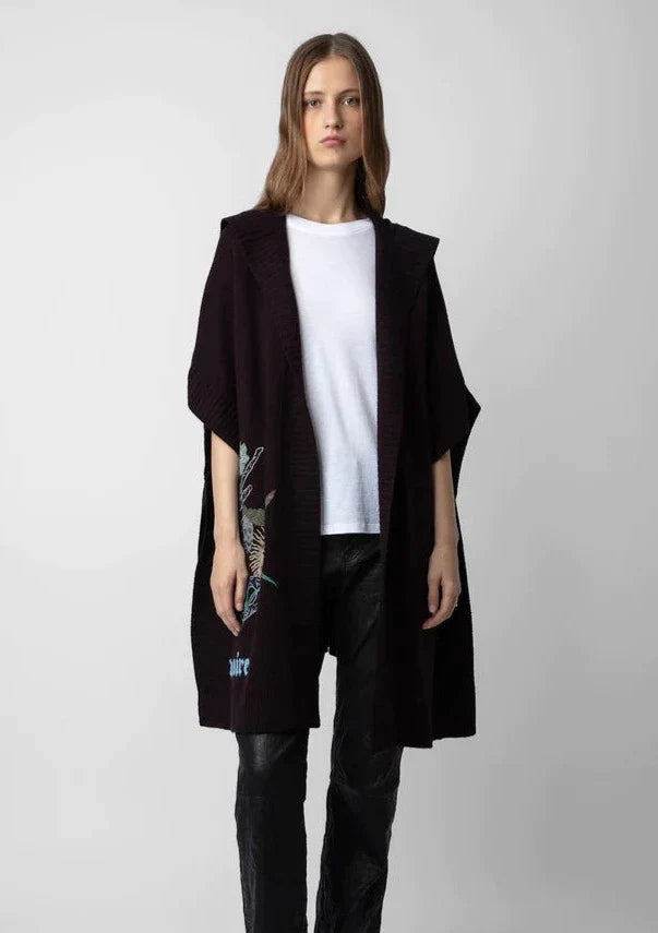 Zadig & Voltaire Inna S/S Embroidered Cardigan - Chocolate