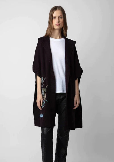 Zadig & Voltaire Inna S/S Embroidered Cardigan - Chocolate