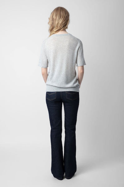 Zadig & Voltaire Ida “Mon Amour” Cashmere Top - Grey