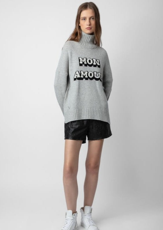 Zadig & Voltaire "Mon Amour" Turtleneck Sweater - Grey