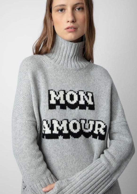 Zadig & Voltaire "Mon Amour" Turtleneck Sweater - Grey