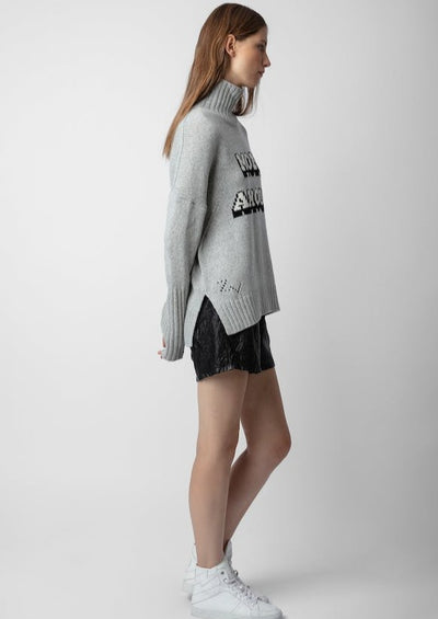 Zadig & Voltaire "Mon Amour" Turtleneck Sweater - Grey