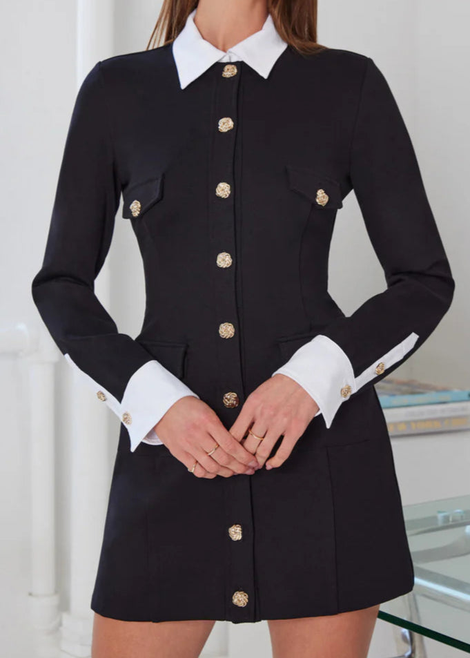 Generation Love Kendall Poplin Combo Ponte Dress Black