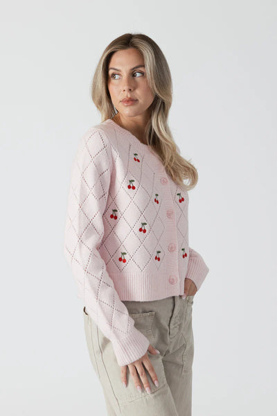 Lyla & Luxe Eco Cardigan W/ Cherries