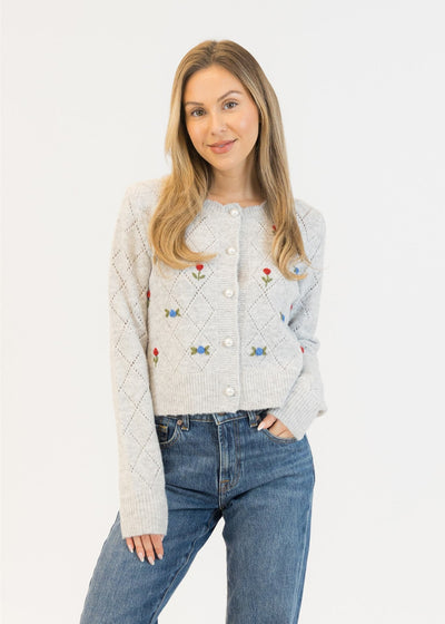 Lyla & Luxe Lacey Rose Cardigan Grey