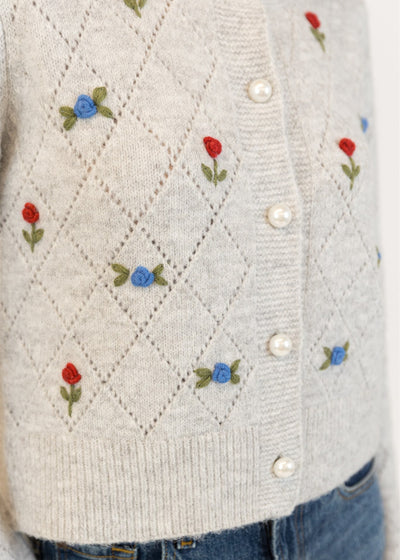 Lyla & Luxe Lacey Rose Cardigan Grey
