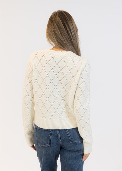 Lyla & Luxe Lacey Rose Cardigan White