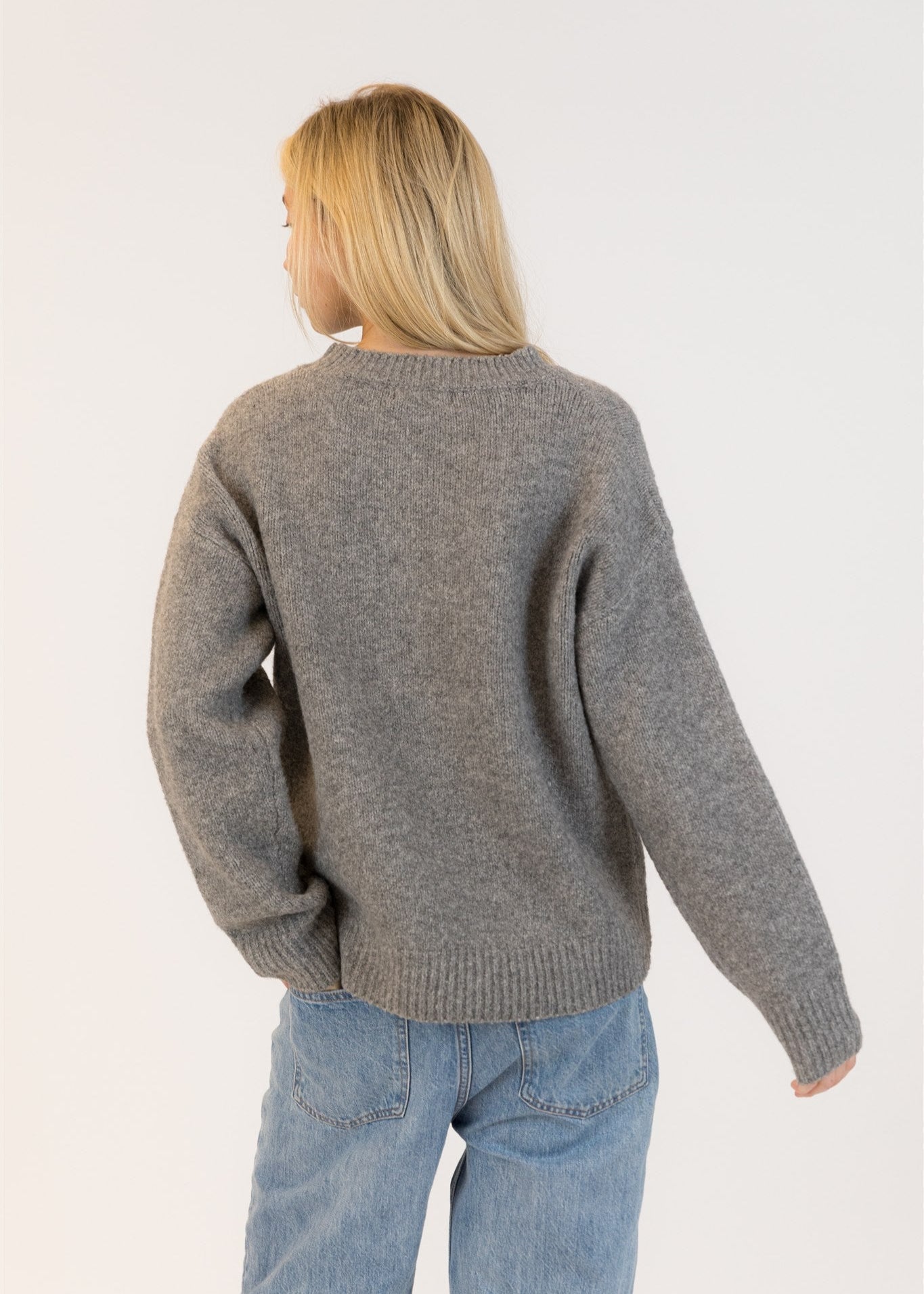 Lyla & Luxe Lou Cherry Crewneck Pullover Dark Grey