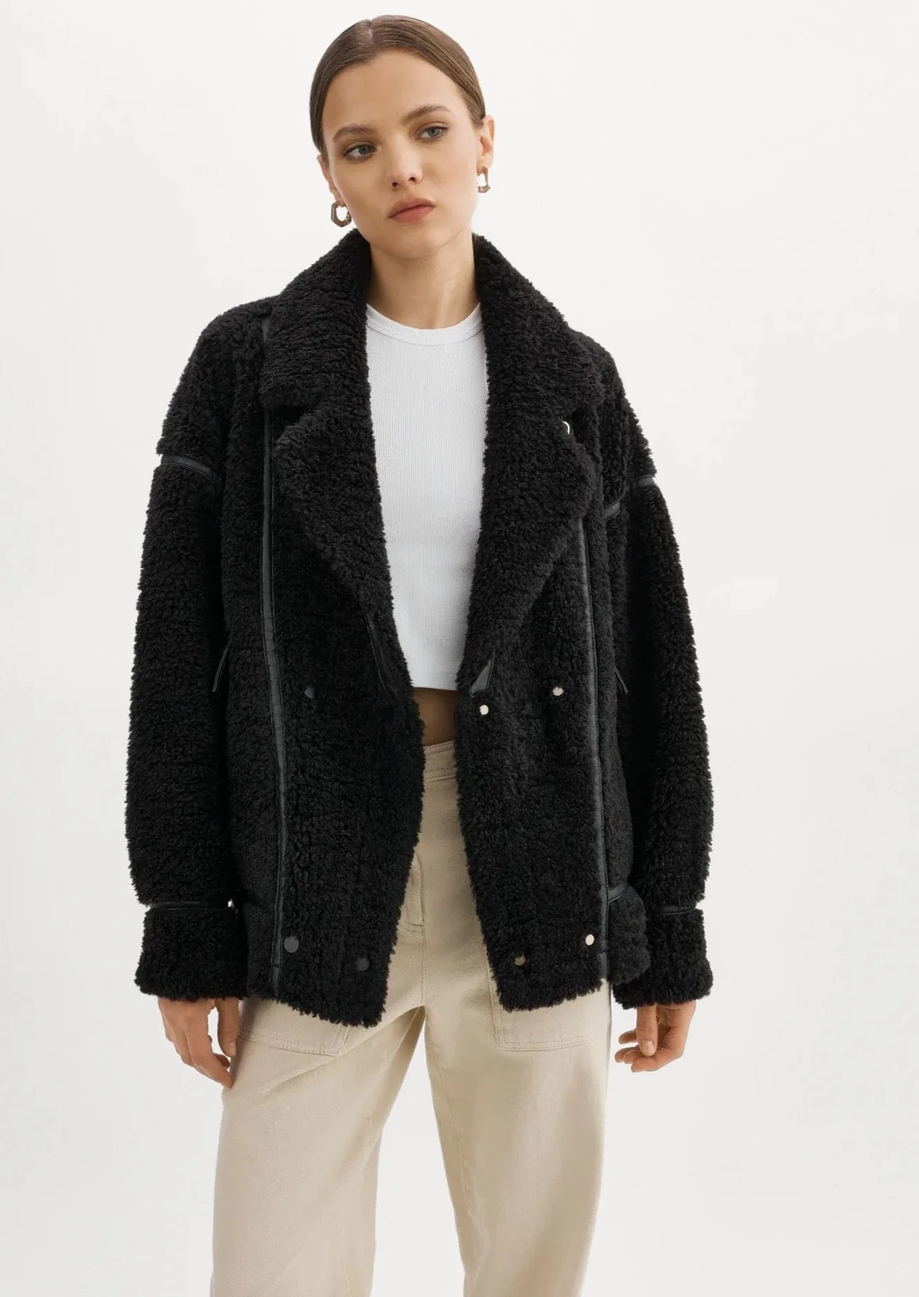 Lamarque Badu Black Shearling Faux Fur Jacket