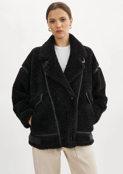 Lamarque Badu Black Shearling Faux Fur Jacket