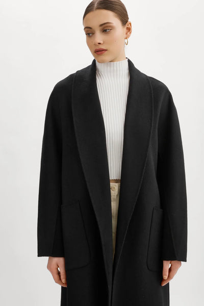 Lamarque Thara Double Faced Wool Coat - Black