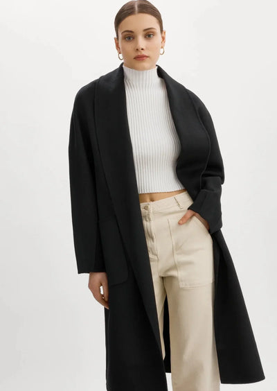 Lamarque Thara Double Faced Wool Coat - Black