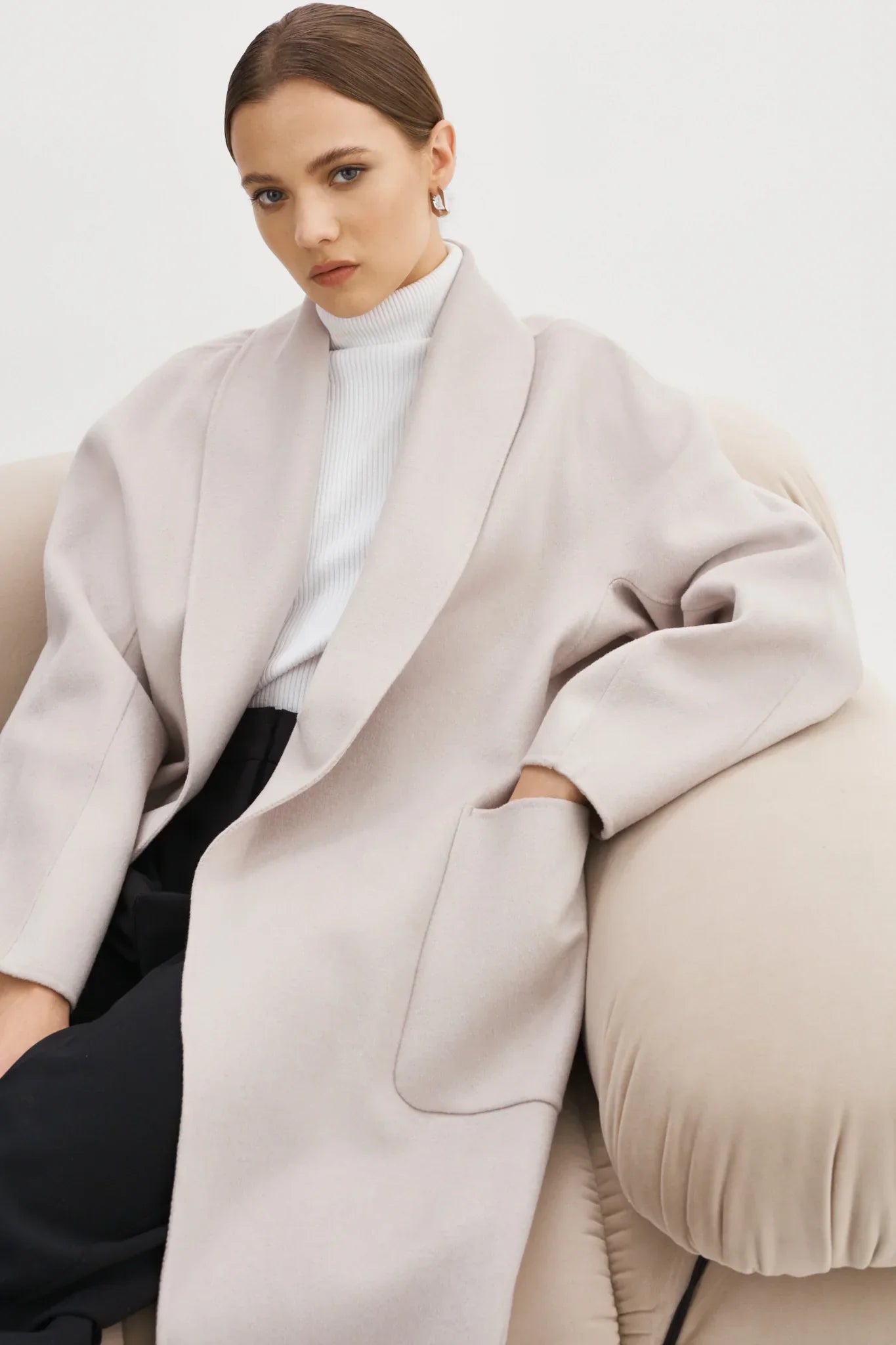Lamarque Thara Double Faced Wool Coat - Grey