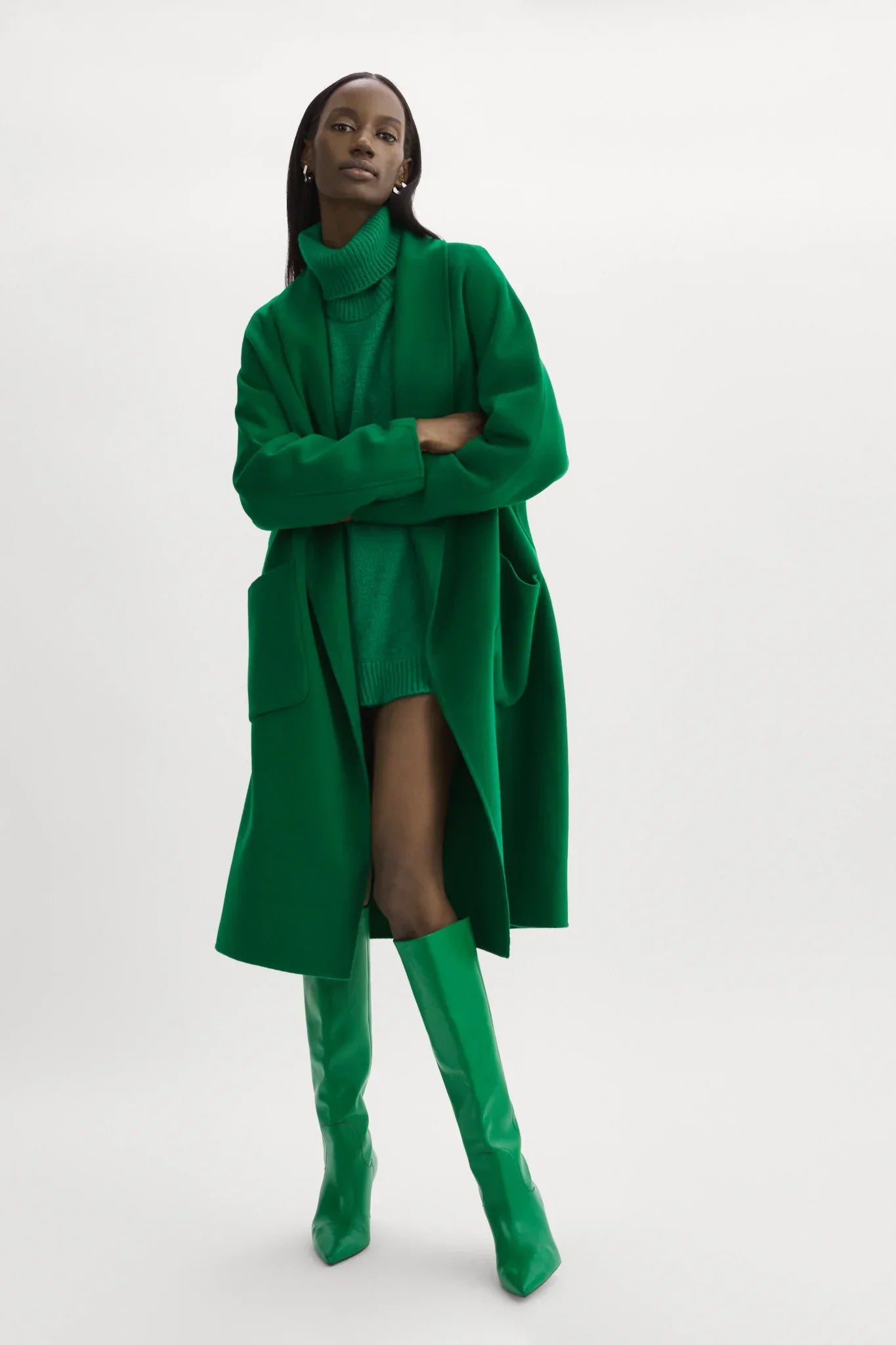 Lamarque Thara Double Faced Wool Coat - Vibrant Green