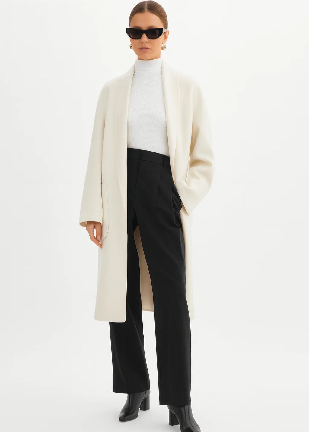 Lamarque Thara Double Faced Wool Coat Whisper White