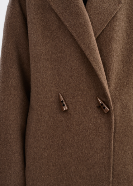 Lamarque Twila 100% Wool Coat W/ Scarf Heather Brown