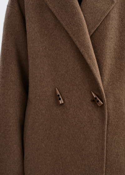 Lamarque Twila 100% Wool Coat W/ Scarf Heather Brown